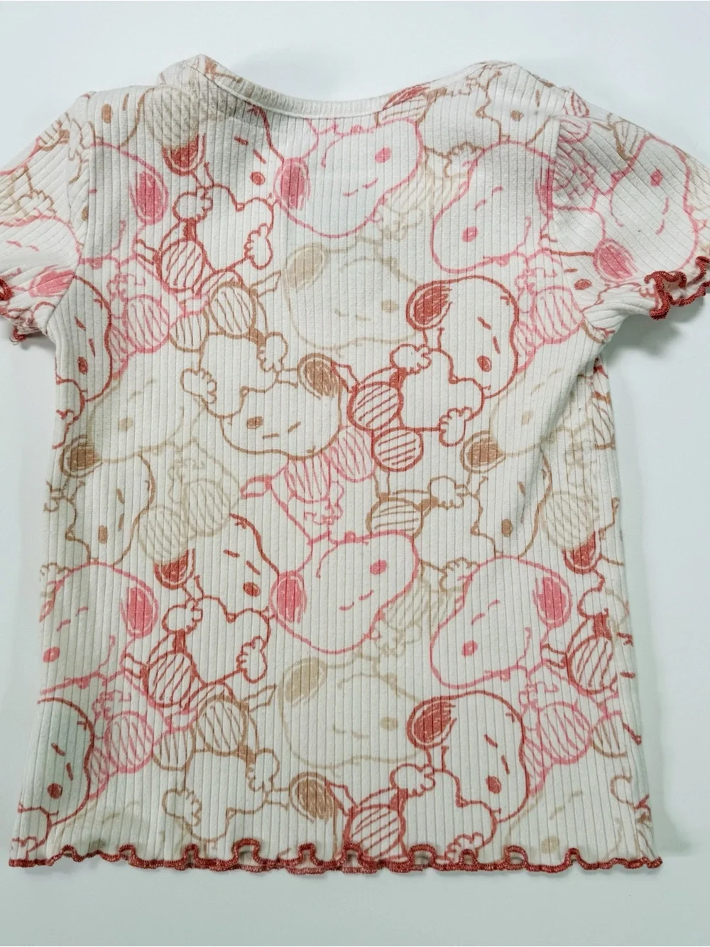 Peanuts Snoopy Ribbed 2 Piece Top And Shorts Pajama Set Girl’s 3T Lettuce Trim